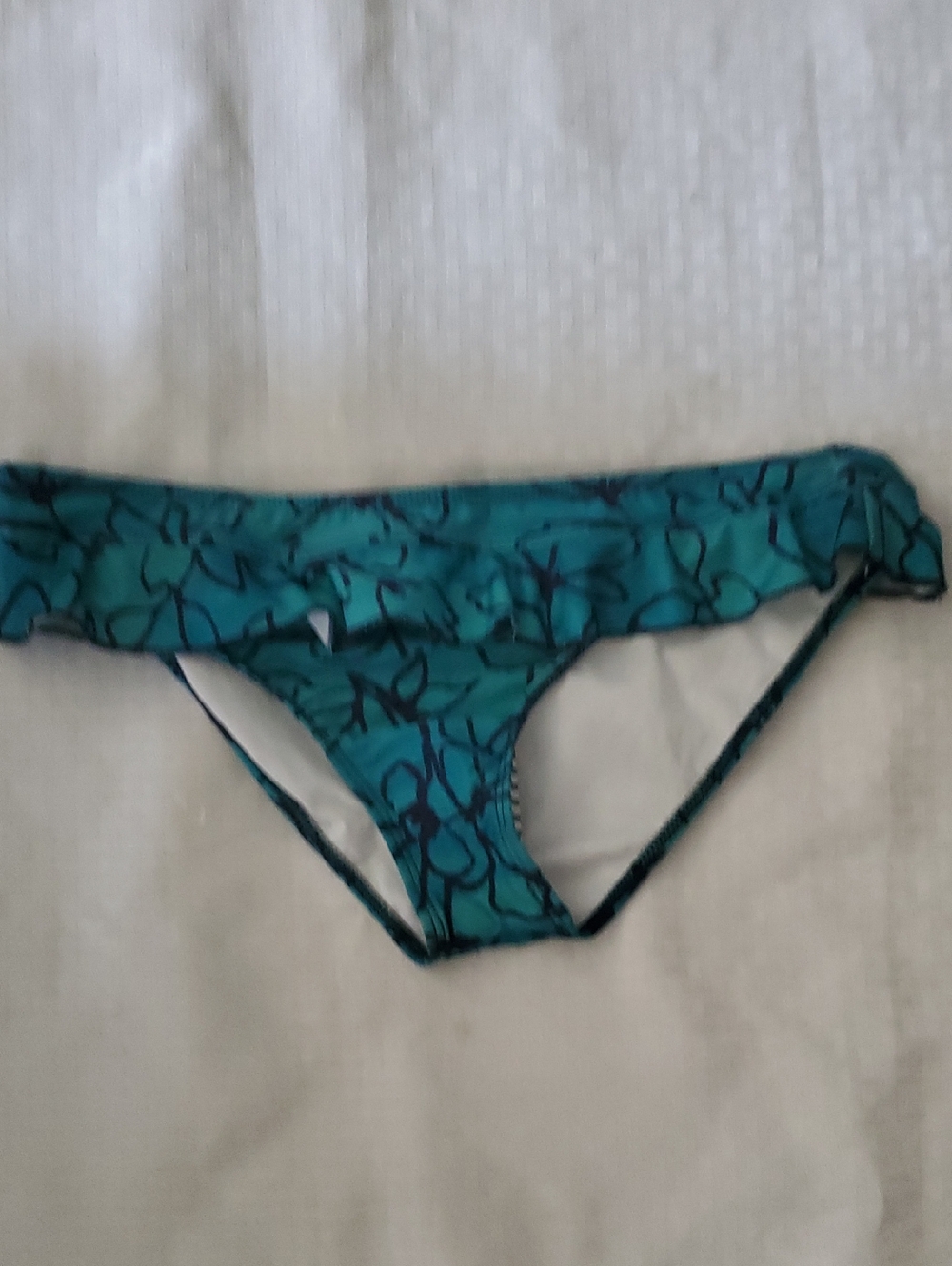 Nwt Splendid Teal Floral Bandeau Bikini with Navy Straps Size M - Picture 10 of 11